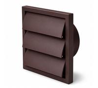 Airflow Grille d'aération externe marron de 125 mm - 187 x 187 mm - Housse murale carrée avec robinet arrière rond et volets de refoulement pour ventilateurs d'extraction et salles de bains