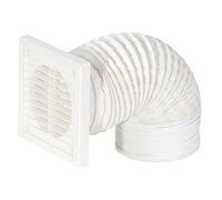 Airflow® Kit de conduits flexibles - Ø150 mm de diamètre x 3 m de long avec grille carrée en terre cuite et moustiquaire - Kit de ventilation facile à installer pour ventilateurs d'extraction