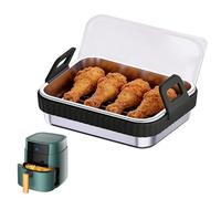 Airfryer Basket - Food Grade High-Temp Resistant Kitchen Tools with Lid, Air Fryer Roasting Pan Baking Tray with Non-Stick Design, Crispy Food Container, Healthy Cooking Accessory for Home Dining Room