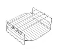 Airfryer Cooking Rack - Compartiment à brochettes en acier, support alimentaire compact | Cadre de support multi-niveaux antiadhésif avec os pour étreindre les légumes, les objets grillés, utilisation