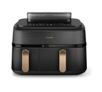 Philips Airfryer Série 5000 - Air Fryer double panier avec cuisson vapeur, 9L, RapidAir, 19 modes de cuisson, jusqu'à 90% de matières grasses en moins, AirSteam, nettoyage vapeur, HomeID (NA552/00)