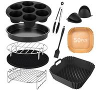 Airfryer Lot de 10 accessoires de friteuse à air chaud épais de 20,3 cm, compatibles avec Philips Airfryer XL 6,2 L, XXL 7,2 L, Cosori 5,5 l 4,7 l, Cecotec 6 L Airfryer Moule en silicone Pot