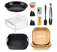 Airfryer Lot de 14 accessoires avec moule en silicone, papier sulfurisé, grille à air chaud et moule, compatibles avec Philips Airfryer XL 6,2 L, XXL 7,2 L, Cosori 5,5 l 4,7 l