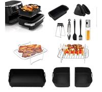 Airfryer Lot de 17 accessoires pour friteuse à air chaud Ninja Foodi Flexdrawer AF500EU 10,4 l, 1 x 10,4 l et 2 x 5,2 l, avec moule en silicone pour friteuse à air chaud Ninja
