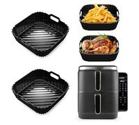 Airfryer Lot de 2 moules en silicone pour friteuse à air chaud Gourmetmaxx - Double chambre verticale - 10 l (2 x 5 l) - 2 compartiments - Réutilisable - Insert en silicone (A)