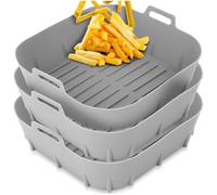 Airfryer Lot de 3 inserts ronds en silicone Gris 22 cm