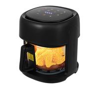 Airfryer Mini friteuse à air chaud, 3 l, sans huile, boîtier en acier inoxydable noir, chauffage rapide 1350 W, 80-190 °C, minuterie de 1 à 120 minutes, fenêtre de visualisation en verre, arrêt