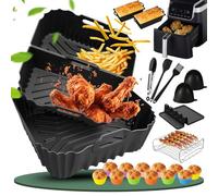Airfryer Moule en silicone pour accessoires ninja Friteuse à air chaud Moules de cuisson Grille de cuisson Moule à gâteau Grille-pain Accessoires Pince de cuisine etc. Compatible avec Dual Basket