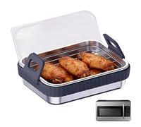 Airfryer Panier - Plateau de cuisson alimentaire, plat à rôtir couvert, ustensiles de cuisine résistants aux hautes températures de qualité alimentaire avec couvercle, insert croustillant pour