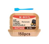 Airfryer - papier de cuisson rectangulaire pour Ninja Dual xl Pro AF300EU/400EU/451EU/500EU, 10,4l,Cecotec 9L/10,COSORI 8,5l/10L,Phili, 150 pièces 20.5cmx13cm 100pcs