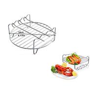 AirFryer Support de rechange pour friteuse à air comprimé - Double couche avec brochettes, support en acier inoxydable - Passe au lave-vaisselle - Pour friteuse Philips Airfryer (φ16 cm, rond)