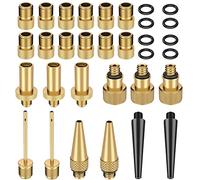 AIRFUL Lot de 32 Adaptateurs de Valve de Vélo de Qualité Supérieure - Tous Les Adaptateurs de Valve SV DV AV Dunlop - Valve de Voiture - avec Bague D'étanchéité pour Compresseur et Pompe à Vélo