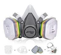 AirGearPro M-500 ABEK1-P2 Masque de Protection Respiratoire Réutilisable, Anti poussière, Anti gaz avec Filtres pour travaux chimiques, industriels, peinture, bricolage, ponçage