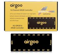 airgoo AG-DRGB16 Hub contrôleur de signal RVB à 16 ports - Hub d'éclairage PC alimenté par SATA avec fusible intégré, synchronisation des bandes/ventilateurs RVB via le logiciel SignalRGB