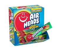 Airheads Sour Bars, boîte de variétés, punch pastèque aigre, arôme Blue Blast et citron Berry Squeeze, 60 barres emballées individuellement
