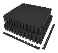 AIRHOP 6 Tapis 60x60x1,4 cm Tapis de Fitness d'Équipement avec Surface en Caoutchouc Robuste et Épais, Tapis de Protection de Sol en Puzzle pour Salle de Sport et Domicile,Noir