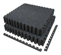 AIRHOP 6 tapis 60x60x1,4 cm Tapis d'Équipement d'Exercice avec Surface en Caoutchouc Robuste et Épais, Tapis de Protection de Sol en Puzzle pour Salle de Sport et Domicile, Tapis de Fitness, Noir&bleu
