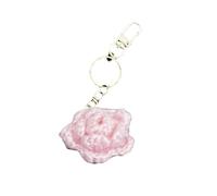 AIRHSKWI Pendentif rose tricoté fait à la main - Ornement à suspendre - Cordon de téléphone élégant - Pour diverses occasions, Alliage d'acier/plume/tissu