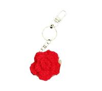 AIRHSKWI Pendentif rose tricoté fait à la main - Ornement à suspendre - Cordon de téléphone élégant - Pour diverses occasions, Alliage d'acier/plume/tissu