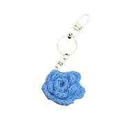 AIRHSKWI Pendentif rose tricoté fait à la main - Ornement à suspendre - Cordon de téléphone élégant - Pour diverses occasions, Alliage d'acier/plume/tissu