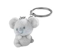 AIRHSKWI Porte-clés en forme de chat en peluche douce fait à la main - Accessoire robuste en métal - Décoration, tissu/plume
