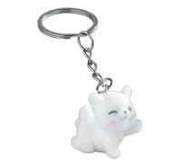 AIRHSKWI Porte-clés en forme de chat en peluche douce fait à la main - Accessoire robuste en métal - Décoration, tissu/plume