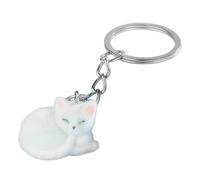 AIRHSKWI Porte-clés en forme de chat en peluche douce fait à la main - Accessoire robuste en métal - Décoration, tissu/plume