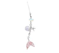 AIRHSKWI Porte-clés en forme de queue de poisson/basse/cœur avec breloque pour téléphone portable détachable, tissu/plume