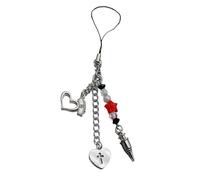 AIRHSKWI Porte-clés en forme de queue de poisson/basse/cœur avec breloque pour téléphone portable détachable, tissu/plume