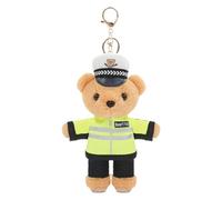 AIRHSKWI Porte-clés ours policiers en peluche douce pour un usage quotidien, tissu/plume