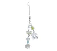 AIRHSKWI Sangle de téléphone pratique et robuste en résine avec cœurs et cerises - Accessoire de mode pour filles et femmes - Pendentif pour appareil photo, tissu/plume