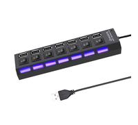 Airies multi-ports USB 2.0,adaptateur secteur,extenseur multiple avec interrupteur,câble de 30cm,utilisation domestique,4 ports,7 ports - Type 7 Port USB 2.0