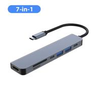 Airies USB 3.0 Multiples Puerchassis,8 en 1,Chargement de Téléphone Portable,Lecteur de Disque U,Disque Dur pour MacPleHP,Ordinateur Portable,Prolongateur deC -7 In 1 Gris