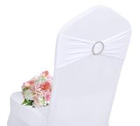 AIRIT LOVELY Lot de 30 rubans de chaise blancs en élasthanne avec boucle coulissante pour mariage, banquet, fête