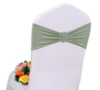 AIRIT LOVELY Lot de 30 rubans de chaise en élasthanne pour chaises Vert sauge avec boucle coulissante pour mariage, banquet, fête