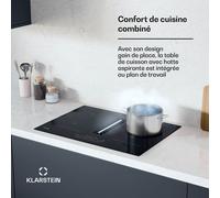 AirJet 70cm 4 Feux Plaque Induction avec Hotte Intégrée Noir A+