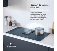 AirJet 90cm 4 Feux Plaque Induction avec Hotte Intégrée Anthracite A++