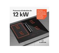 Klarstein AirJet Table à induction avec Hotte intégrée - 12 kW, 600 m³/h, CEE A+, 9 Niveaux, Commande tactile, Moteur silencieux 52 dB, Filtre aluminium, 60x26x51,5 cm