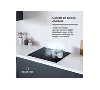 Klarstein AirJet Table à induction avec Hotte intégrée - 12 kW, 600 m³/h, CEE A+, 9 Niveaux, Commande tactile, Moteur silencieux 52 dB, Filtre aluminium, 60x26x51,5 cm