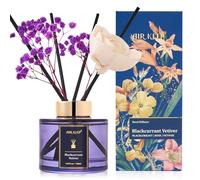 Airkeep Diffuseur de Parfum 150ml, Blackcurrant Vetiver Reed Diffuser Set, Rose Parfum d Ambiance Maison, Decoration pour Chambre, Salon, Salle de Bain, Bureau