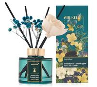 Airkeep Diffuseur de Parfum 150ml, Frozen Pear Cooked Apple Reed Diffuser Set, Rose Parfum d Ambiance Maison, Decoration pour Chambre, Salon, Salle de Bain, Bureau