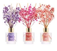 Airkeep Diffuseur de Parfum 50ml*3, Lavender Thyme, Sandalwood Rose, Cherry Blossom Diffuseur Maison avec 24 Bâtonnets Diffuseur Decoration pour Chambre, Salon, Salle de Bain, Bureau