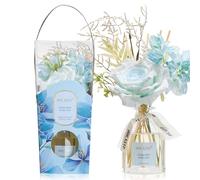 Airkeep Diffuseur de Parfum d’intérieur à bâtonnets 120ml - Ocean Mist & Sea Salt - Diffuseur décoratif avec Fleurs - Idée Cadeau Femme & Pendaison de crémaillère - Décoration élégante Maison