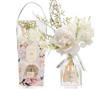 Airkeep Diffuseur de Parfum d’intérieur à bâtonnets 120ml - White Flower - Diffuseur décoratif avec Fleurs - Idée Cadeau Femme & Pendaison de crémaillère - Décoration élégante Maison
