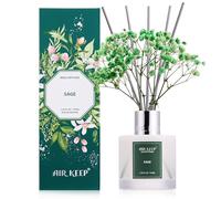 Airkeep Diffuseur de Parfum Sauge, Diffuseur Parfum Maison avec 8 Bâtonnets Diffuseur Parfum, Decoration pour Chambre, Salon, Salle de Bain, Bureau, 100ml
