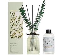 Airkeep Diffuseur Parfum Maison 200 ML - Wild Mint & Eucalyptus - Diffuseur de Parfum avec 6 Bâtonnets, Flacon en Verre Décoratif pour Salle de Bain, Chambre & Salon