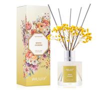 Airkeep Lot de diffuseurs à roseaux, 100 ml, diffuseurs d'huile de jasmin blanc avec 8 bâtonnets de roseaux, diffuseur de parfum d'intérieur pour décoration d'étagère de salle de bain