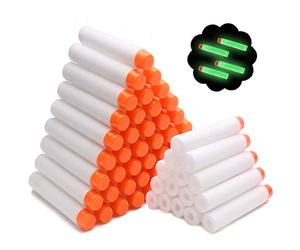Airlab 100pcs Flèches Glow-in-The-Dark Accessoire de Fléchette pour Nerf, Balles Lumineux dans Le Noir pour N-Strike Elite, Brillent Munition de Bullet Recharge en Jeux et Jouet de Plein Air, Blanc