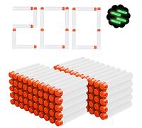 Airlab 200pcs Flèches Glow-in-The-Dark Accessoires de Fléchette pour Nerf, Balles Lumineux dans Le Noir pour N-Strike Elite, Brillent Munition de Bullet Recharge en Jeux et Jouet de Plein Air, Blanc