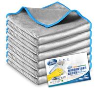 Airlab Chiffon Magique Microfibre, 6X Serviette Sans Trace Absorbant Polissage, Lingette Essuie pour Vitre Verre Lunette Miroir Vaisselle Cuisine Menage Voiture, Torchon Nettoyage Réutilisable Lavable